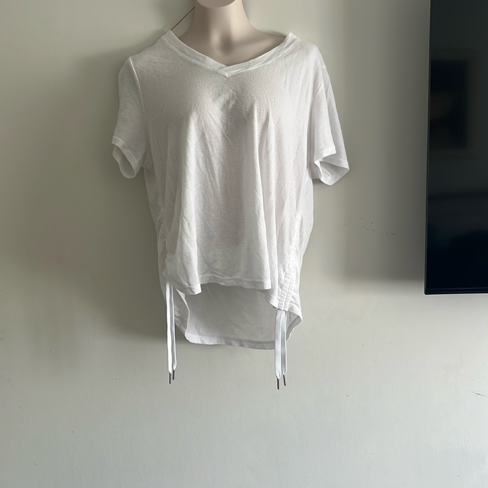 Calvin Klein Performance, white drawstrings exercise “Breathe” top, Size: 1X